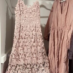 Express Pink Lace Midi Dress
